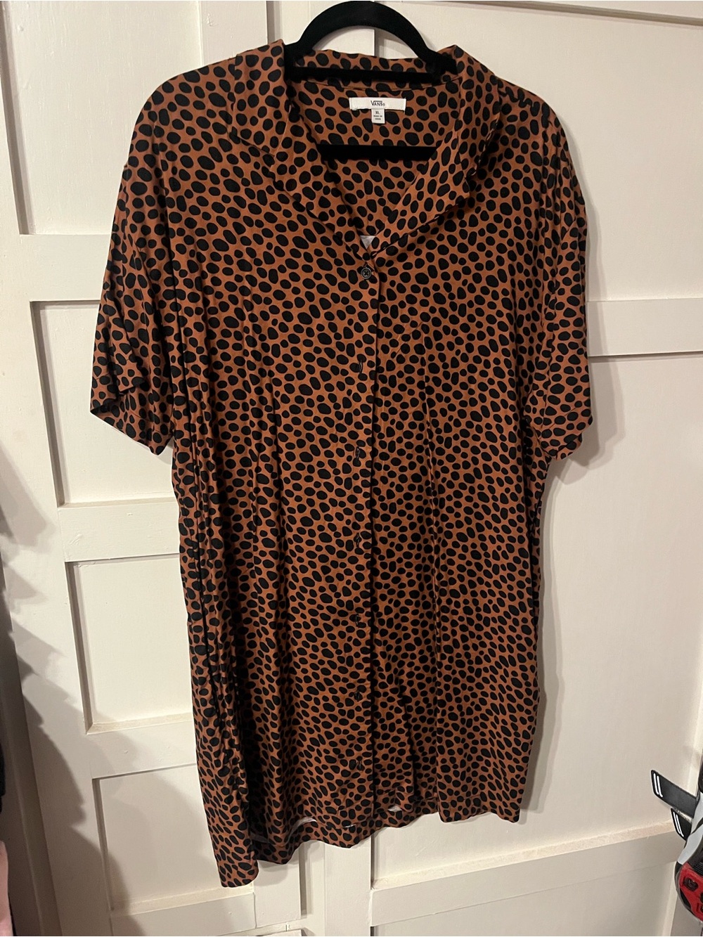 NWOT.  Rust Brown & Black Polka Dot Button-Up Top